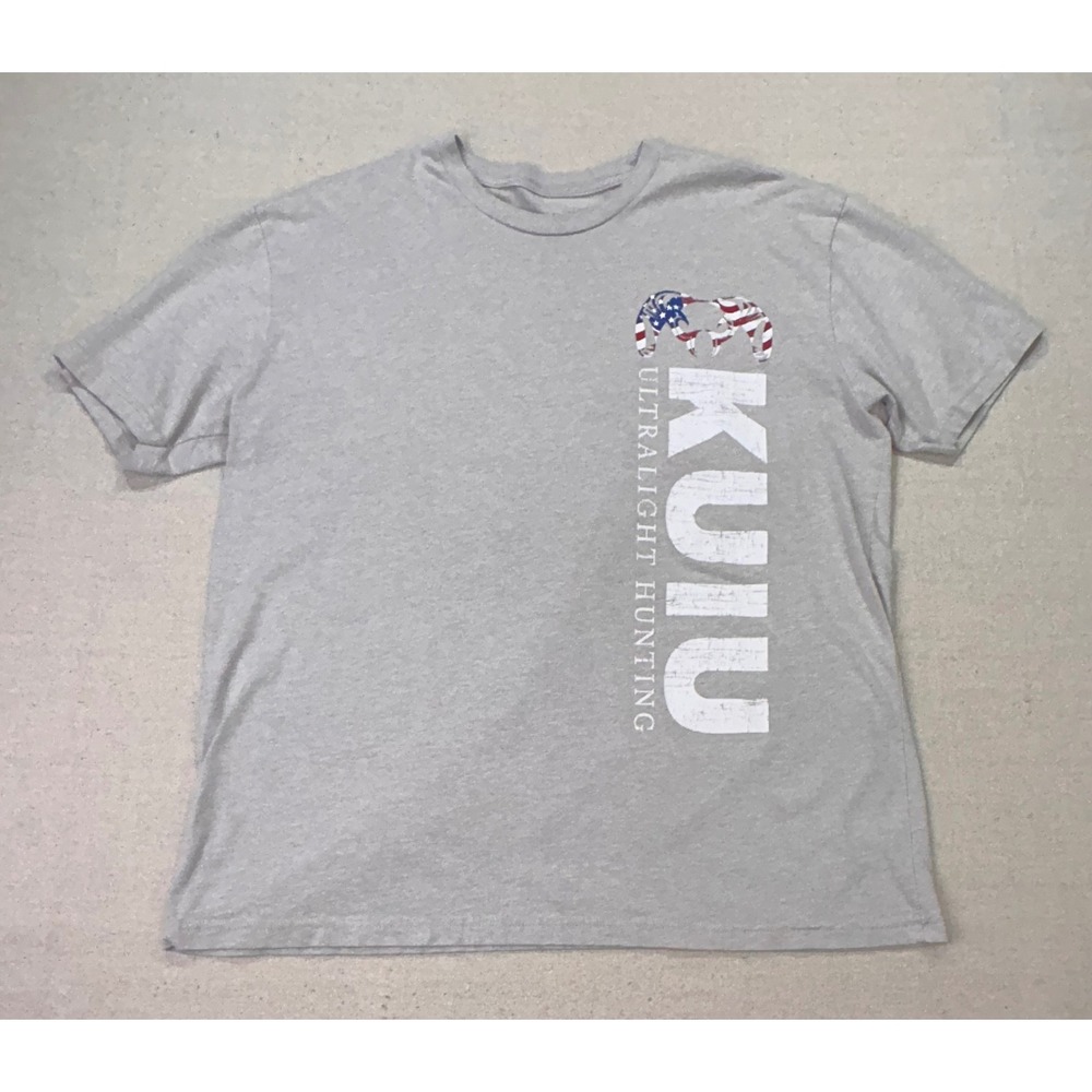 Kuiu Ultralight Hunting T-Shirt Mens 2XL Gray American Flag Graphic Tee